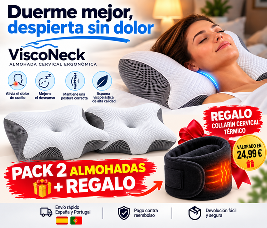 ViscoNeck™ — Almohada Cervical Ergonómica 2 en 1