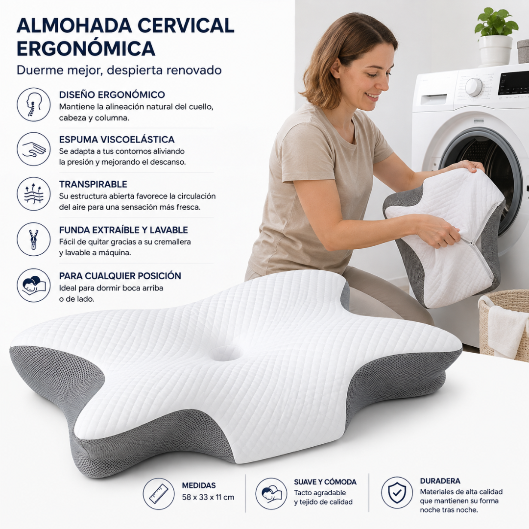 ViscoNeck™ — Almohada Cervical Ergonómica 2 en 1