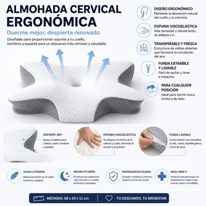 ViscoNeck™ — Almohada Cervical Ergonómica 2 en 1